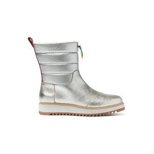 TOMS Silver Metallic Leather McKenna Boots W/ Rainbow Stripe, Size 7.5 US New!